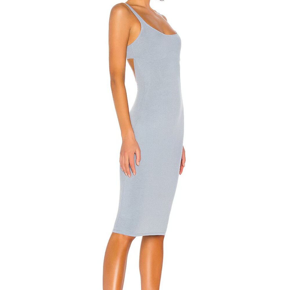 NWT‎ Superdown Taylor Open Back Dress Ribbed Knit Midi Slate Blue Women's Size S - Picture 3 of 9